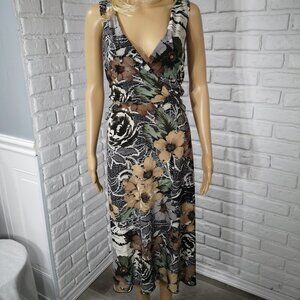 Penningtons Ladies Size 2X Multi Colored Sleeveless Made in Canada Midi Dress